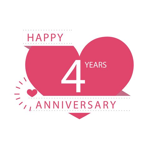 Happy Four Years Anniversary Love Celebration Vector 24135370 Vector