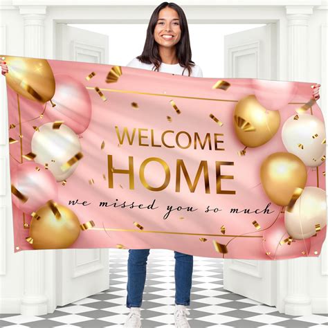 Pink Glitter Welcome Home Banner Pre Strung Bunting