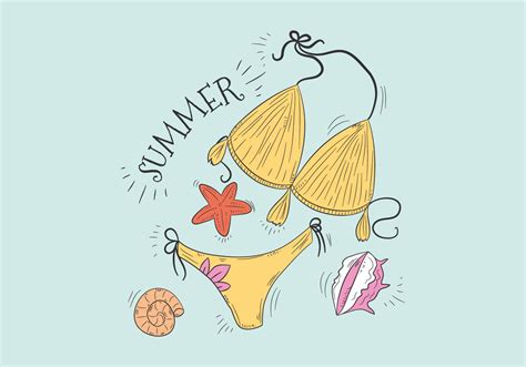 Leuke Gele Badmode Bikini Met Zeester Vector Vectorkunst Bij Vecteezy