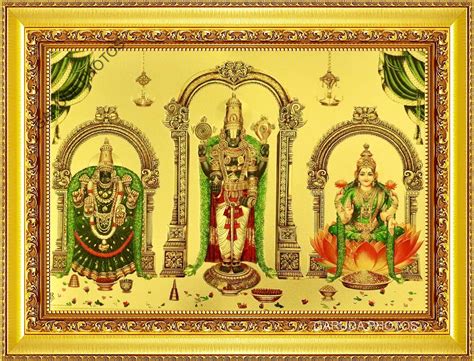 Buy Garuda Photos Gold Foil Lord God Tirupati Balaji With Padmavati