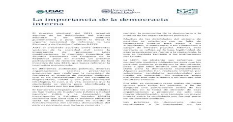 Pdf La Importancia De La Democracia Interna Gt · 1 La