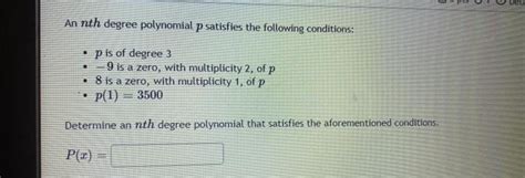 Solved An Nth Degree Polynomial P Satisfies The Following