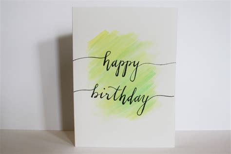 Happy Birthday Handwritten Card On Watercolors Calligraphy