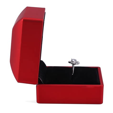 Walfront 4 Colors Fashionable Led Lighted Ring Storage Box Jewelry