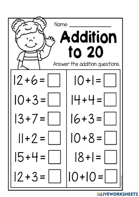 The Addition To Worksheet Is Shown In Black And White With Numbers On It