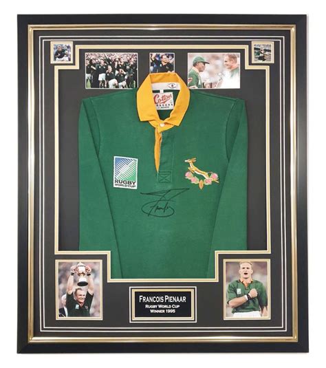 Signed Francois Pienaar Shirt - Framed Rugby World Cup 1995 Jersey