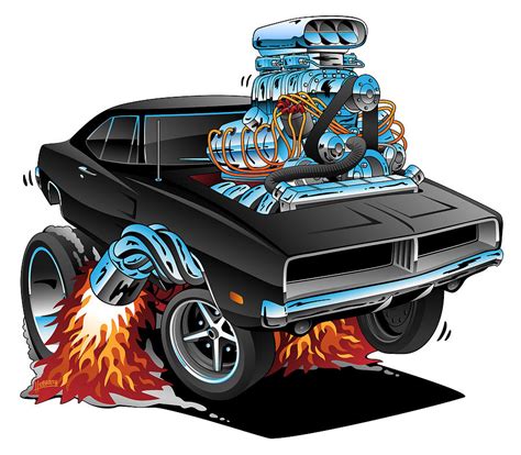 Classic 69 American Muscle Car Cartoon Digital Art By Jeff Hobrath Fine Art America