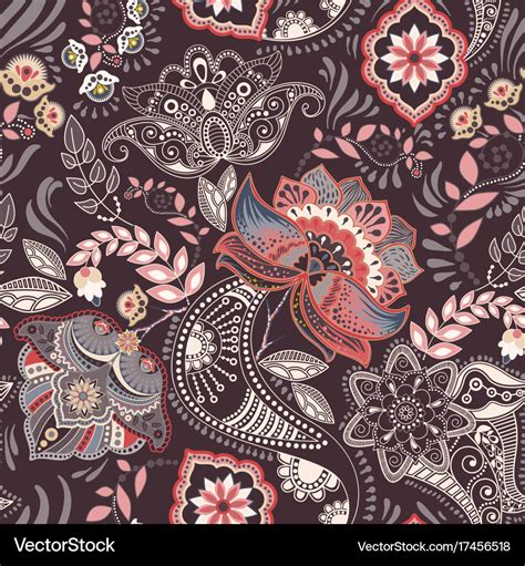 Colorful Floral Seamless Pattern Paisley Ornament Vector Image