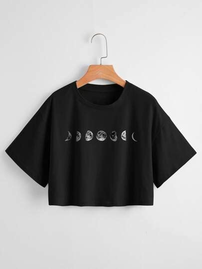 Search Moon Crop Tee Shein Uk