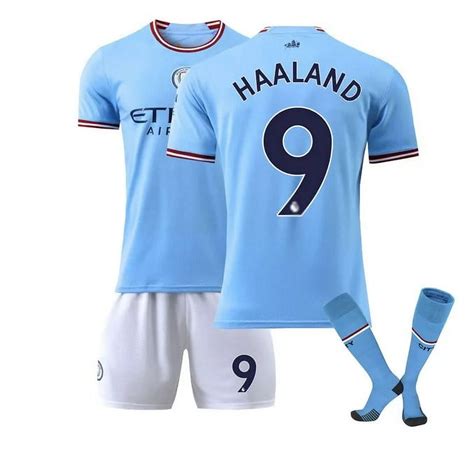 Manchester City Haaland Home Jersey Sportswear Soccer Set