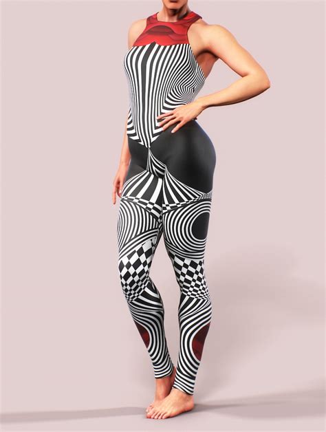 Op Art Clothing Optical Illusion Bodysuit Exercise Jumpsuit Etsy