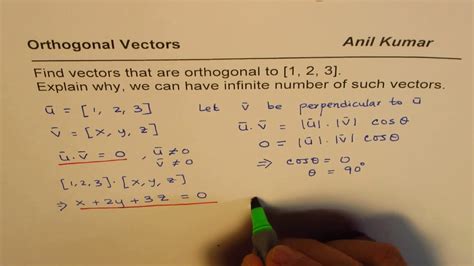 How To Find Many Vectors Orthogonal To Given In Vector Three Space