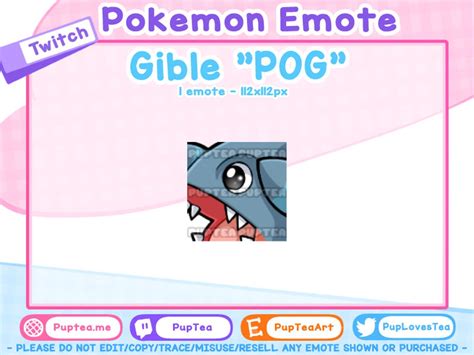 Pokemon Twitch And Discord Emote Gible Pog Pogchamp Emote Etsy