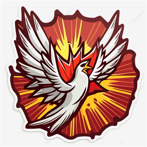 Dove Flying Sticker With Sunburst Clipart Vector Sticker Design With