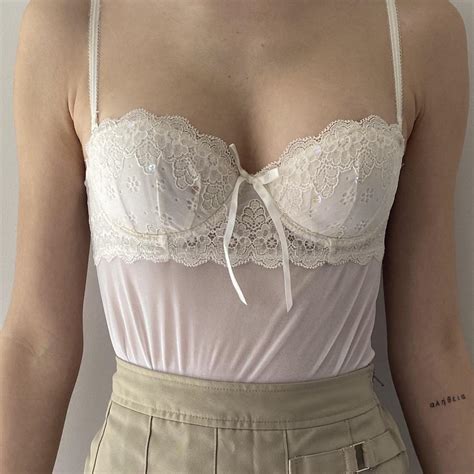 Vintage White Lingerie Top 32a Depop