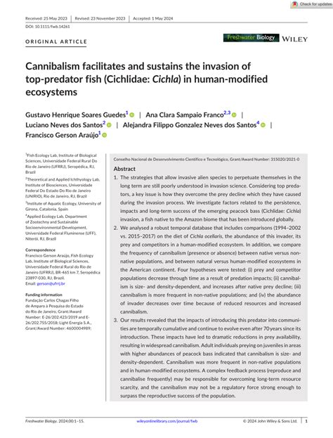 Pdf Cannibalism Facilitates And Sustains The Invasion Of Top Predator