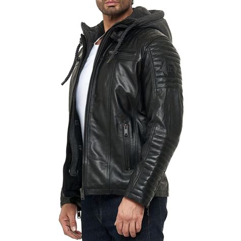 Red Bridge Mens Leather Jacket Genuine Leather Biker Jacket With Swea € 24990