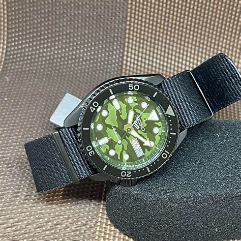 Seiko 5 Sports SRPJ37K1 SKX Street Style Green Camouflage Automatic Men