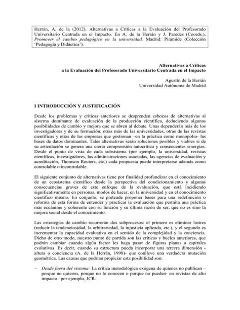 Alternativas a algunas críticas a la evaluación del profesorado