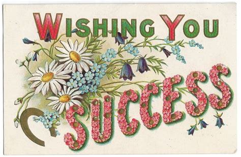 Wishing You Success Postcard C. 1910 | Vintage Flower Quotes