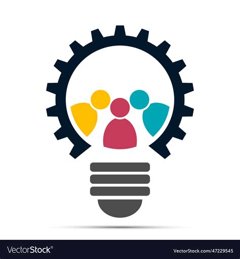 Light Bulb Gear Icon Meeting Teamwork People Logo Vector Image