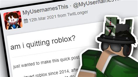 This Roblox Youtuber JUST QUIT ROBLOX YouTube