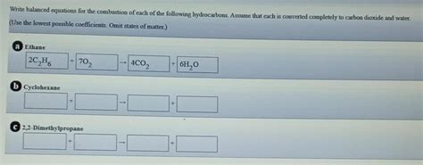 Solved Write Balanced Equations For The Combustion Of Each