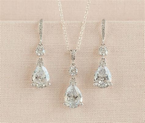 Bridal Necklace Bridal Jewelry Set Rose Gold Bridal Jewelry Crystal