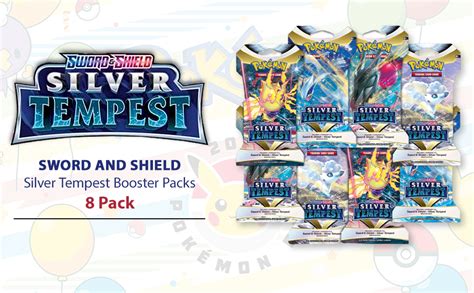 8 Packs Pokemon Tcg Sword And Shield Silver Tempest Booster