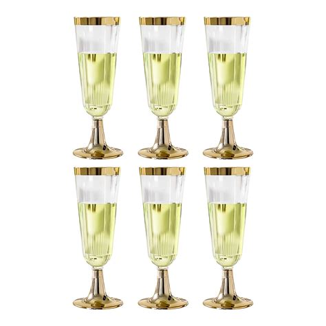 Dtower Gold Champagne Flutes Disposable Champagne Glasses Plastic