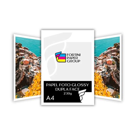 100 folhas Papel Fotográfico 230g Dupla Face Glossy Brilhante A4