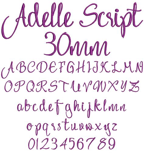 ESA Embroidery Font Adelle Script 30mm