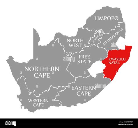 KwaZulu-Natal red highlighted in map of South Africa Stock Photo - Alamy