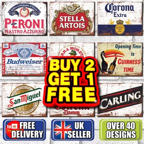 Metal Signs Vintage Retro Pub Home Bar Mancave Garage Shed Poster Beer Tin Sign £395 Picclick Uk