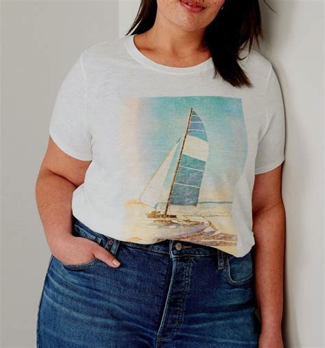 Old Navy Women S Sailboat Sailing Cotton T Shirt Tee Knit Top Xxl