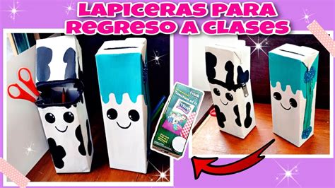 Lapiceras O Estuches Para Regreso A Clases Con Cajas De Leche