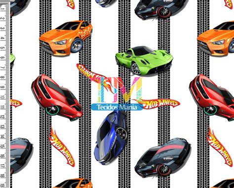 Tecido Microfibra Hot Wheels Drift Fundo Branco Elo