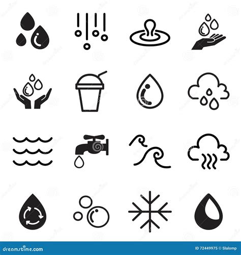 Water Symbol Silhouette Icons Set Stock Vector Illustration Of