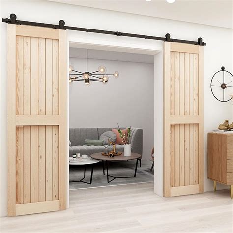 Buy Ccjh 11ft Sliding Track Double Barn Door Hardware Kit Heavy Duty T Shaped Style Black Online