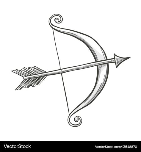 Sketch cupid bow and arrow Royalty Free Vector Image