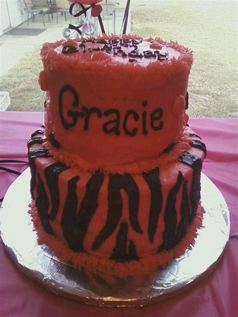 Zebra Striped Stacked Birthday Cake