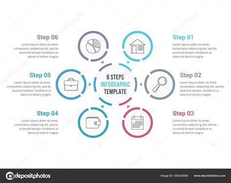 Circle Infografik Skabelon Med Seks Elementer Procesdiagram Trin