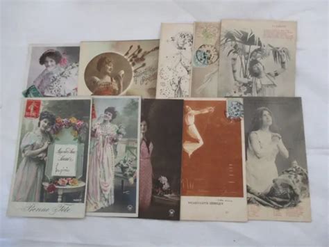 LOT DE 10 Cpa Fantaisie Jeunes Femmes Carte De Voeux De Fetes Etc