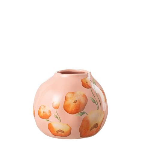 Vase Avec Fleurs En C Ramique Saumon X X Cm