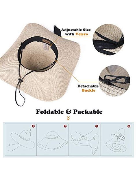 Buy Furtalk Sun Straw Hat Wide Brim Upf 50 Summer Hat Foldable Roll Up