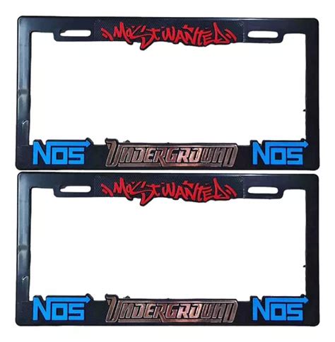 Set Portaplacas Nos Underground Azul Premium Auto Cromado Meses Sin