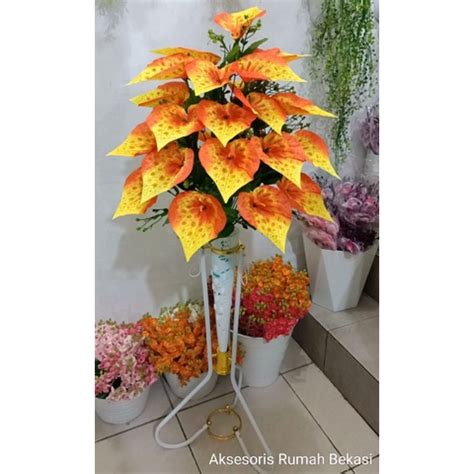 Jual Rangkaian Bunga Anthurium Bunga Aron Panda Dengan Pot Standing