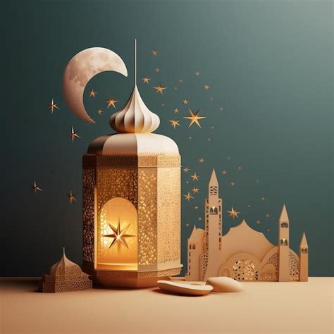 Premium Ai Image Ramadan Or Eid Mubarak Greeting Card Setup With