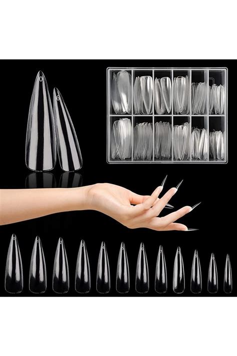 Clear Stiletto Acrylic Nail Tips 240PCS Full Cover False Nail Tips For