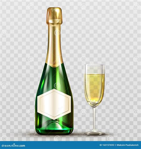 Champagne Bottle And Wineglass Isolated Clip Art Stock Vector